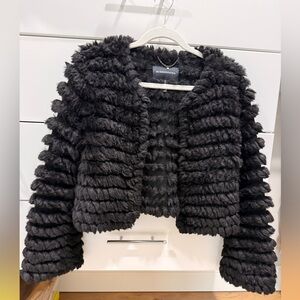BCBGMaxAzria FAUX FUR Black Teddy Jacket